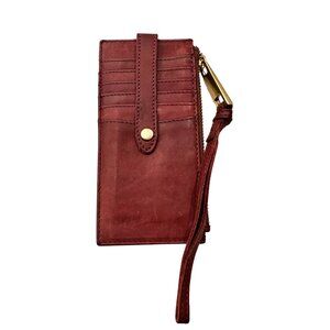 Margot New York Genuine Leather RFID Wristlet Wallet Burgundy